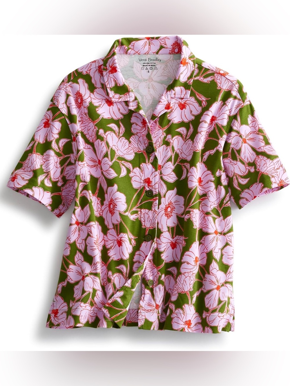 Vera Bradley Olive Green and Pink Floral Pajama Set - Picture 2 of 9
